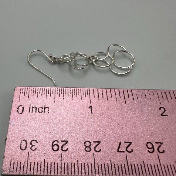 Sterling Silver Dangle Earrings Openwork Swirl Design Lightweight 925 Pierced - Picture 8 of 10